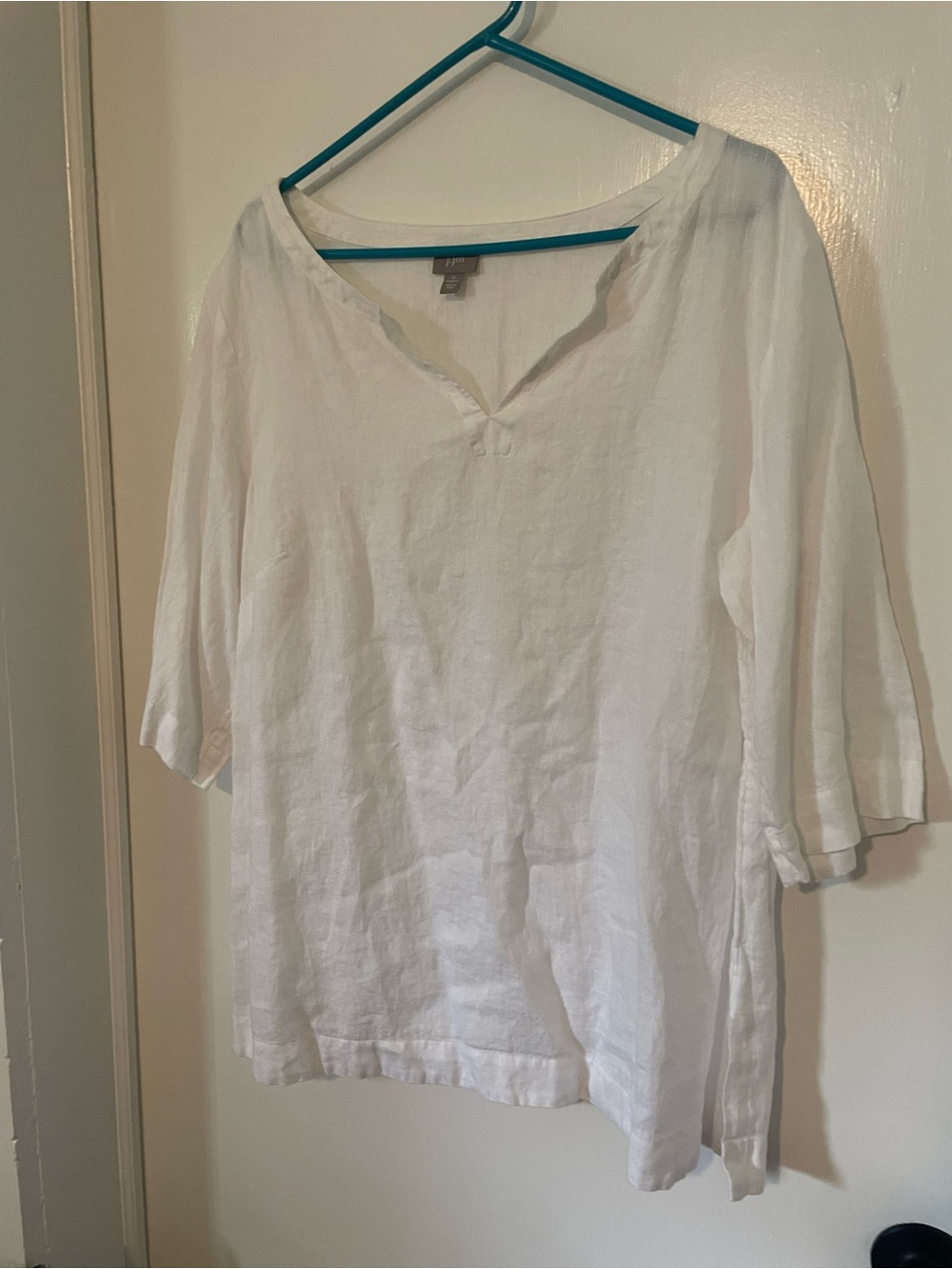J. Jill White Linen Split-Neck Tunic